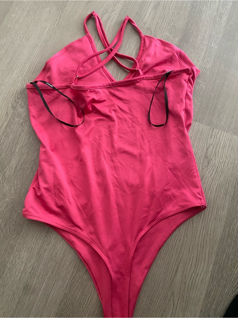 Forever 21 Hot Pink V-Neck One-Piece Bodysuit - SMALL - Picture 2 of 3